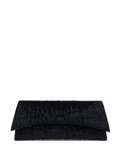 Tyler Ellis Veronica Crushed Velvet Clutch Bag In Black