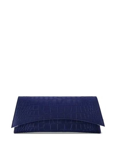 Tyler Ellis Veronica Stamped-satin Clutch Bag In Blue