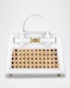 Tyler Ellis Winnie Mini Rattan & Leather Top-handle Bag In Marshmallow Natural
