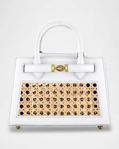 Tyler Ellis Winnie Mini Rattan & Leather Top-handle Bag In Marshmallow Natural