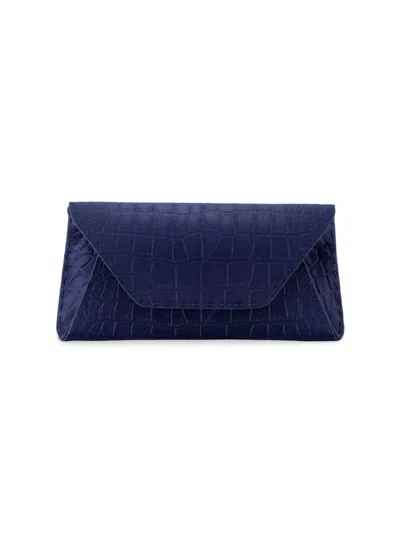 Tyler Ellis Women's Eloise Clutch Stamped Satin Small With Silver Hardware In Sapphire