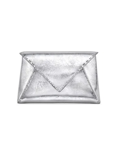 Tyler Ellis Women's Lee Pouchet Clutch Small Antiqued Leather With Silver Hardware