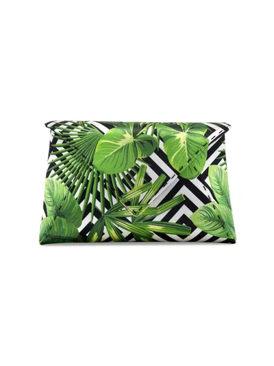 Tyler Ellis Women's Lee Pouchet Clutch Small Satin With Gold Hardware In Green