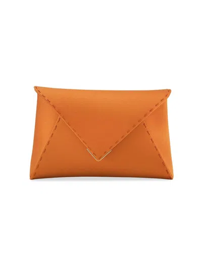 Tyler Ellis Women's Lee Pouchet Clutch Small Satin With Gold Hardware In Orange