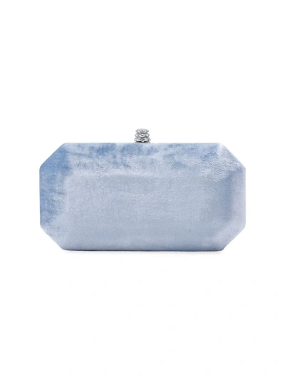 Tyler Ellis Women's Small Perry Clutch In Crushed Velvet In Icy Blue