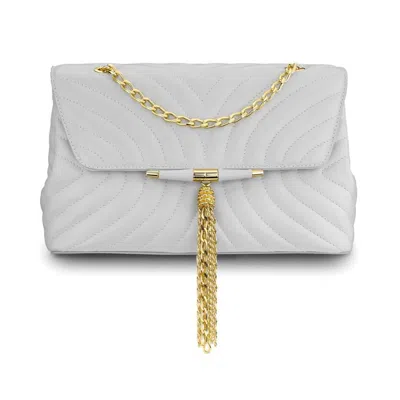 Tyler Ellis Women's Tiffany Classica Medium Shoulder Bag In Koala Grey In White