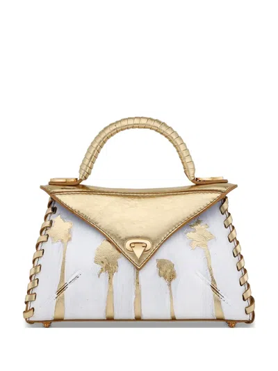 Tyler Ellis X Matt Rogers Small Lj Hand-painted Leather Tote Bag In Multi