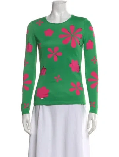 Pre-owned Tyler Mcgillivary Floral Print Crew Neck Top In Green