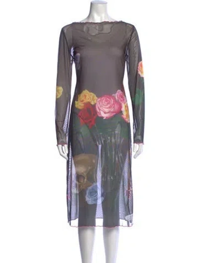 Pre-owned Tyler Mcgillivary Floral Print Long Dress In Multicolor