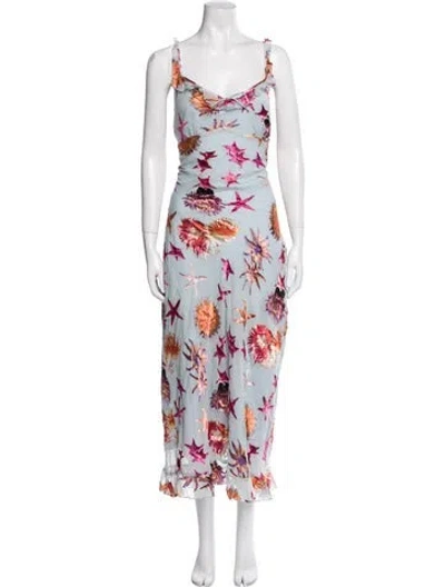 Pre-owned Tyler Mcgillivary Floral Print Long Dress W/ Tags In Multi