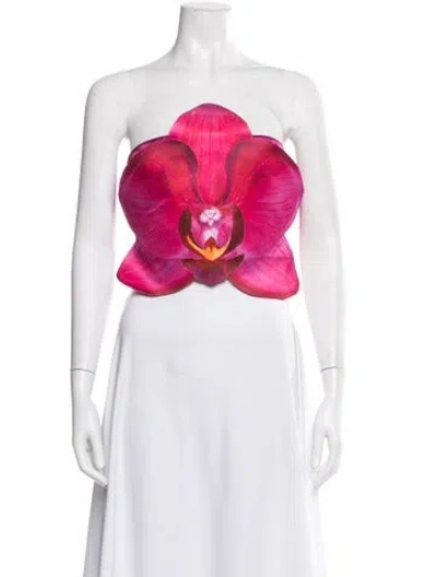 Pre-owned Tyler Mcgillivary Floral Print Strapless Top In Pink