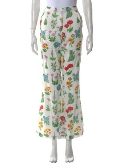 Pre-owned Tyler Mcgillivary Floral Print Wide Leg Pants In Green