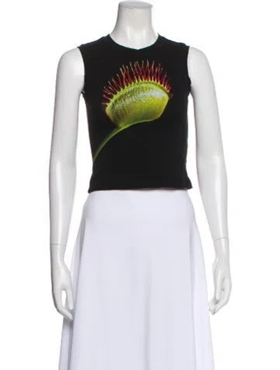 Pre-owned Tyler Mcgillivary Graphic Print Crew Neck Crop Top In Black