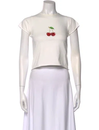 Pre-owned Tyler Mcgillivary Graphic Print Crew Neck Crop Top In White