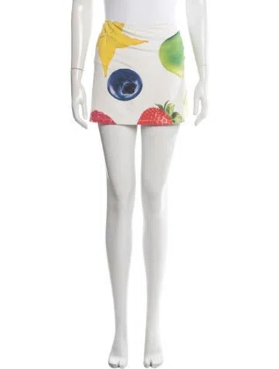 Pre-owned Tyler Mcgillivary Graphic Print Mini Skirt In White