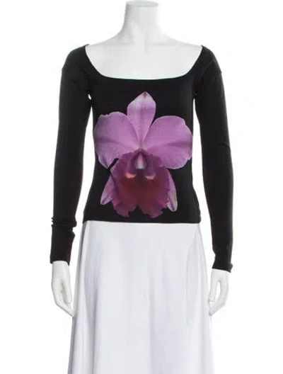 Pre-owned Tyler Mcgillivary Graphic Print Square Neckline Top In Black