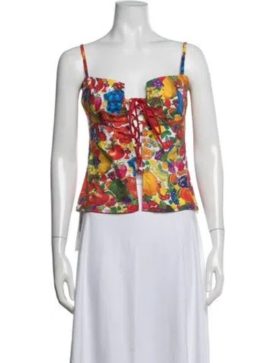 Pre-owned Tyler Mcgillivary Graphic Print V-neck Crop Top In Multicolor