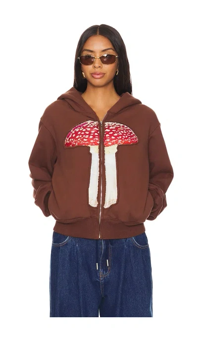 Tyler Mcgillivary Mushroom Print Hoodie In Brown