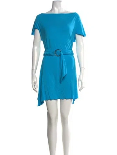 Pre-owned Tyler Mcgillivary Off-the-shoulder Mini Dress In Blue