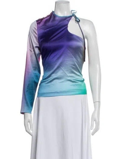 Pre-owned Tyler Mcgillivary Printed Asymmetrical Top In Blue