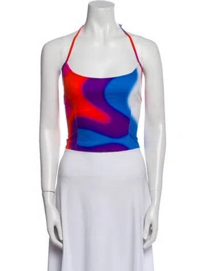 Pre-owned Tyler Mcgillivary Printed Halterneck Crop Top In Multi