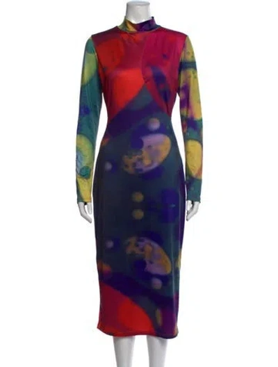 Pre-owned Tyler Mcgillivary Printed Knee-length Dress In Blue
