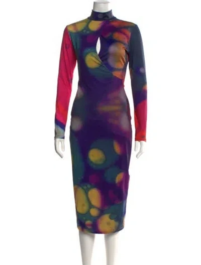 Pre-owned Tyler Mcgillivary Printed Knee-length Dress In Purple