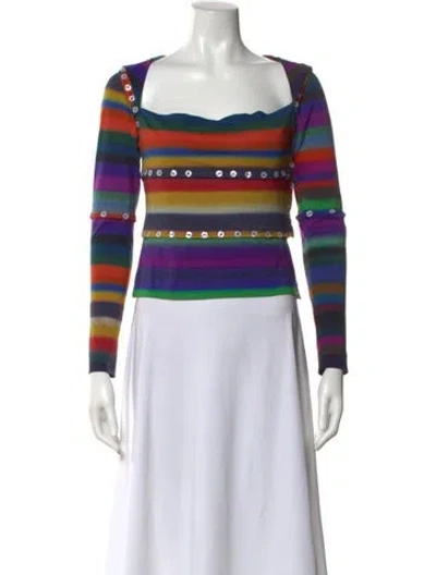 Pre-owned Tyler Mcgillivary Striped Square Neckline Top In Blue