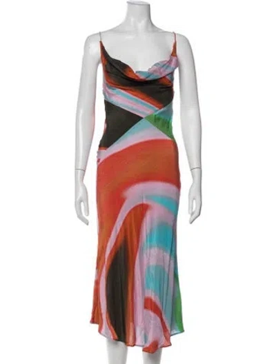 Pre-owned Tyler Mcgillivary Tie-dye Print Midi Length Dress In Blue