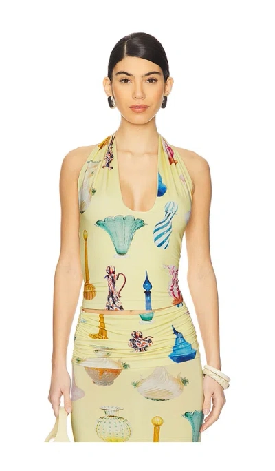 Tyler Mcgillivary Vase Halter Top In Yellow