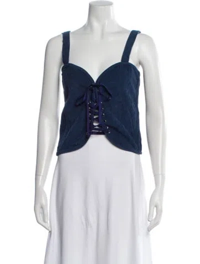 Pre-owned Tyler Mcgillivary V-neck Sleeveless Crop Top In Blue