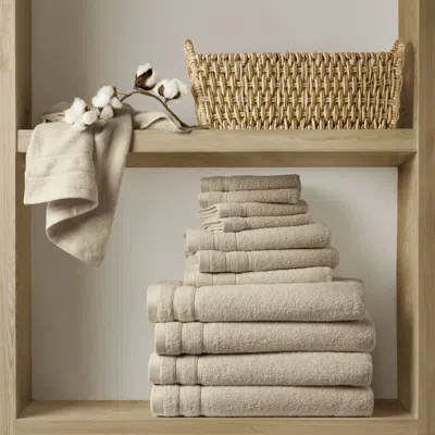 Tyno 12-piece Quick Dry 100% Cotton Towel Set, Beige In Brown