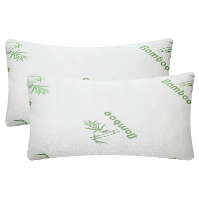 Tyno 2pcs Bamboo Memory Foam Pillow Hypoallergenic Bed Pillow For Head Neck Rest Sleeping Shredded Pillow In White