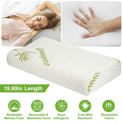 Tyno Bamboo Memory Foam Sleep Pillow Contoured Cervical Orthopedic Pillow Neck Support Breath Pillow, Lar In White