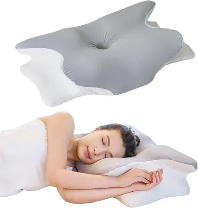 Tyno Cervical Memory Foam Pillow - Ergonomic Neck Support For Side, Back & Stomach Sleepers Odorless Beau In Gray