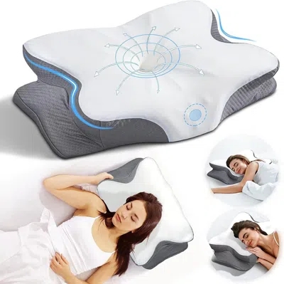 Tyno Cervical Neck Pillow For Pain Relief, Ergonomic Memory Foam Pillows For Sleeping, Neck Support Pillo In White