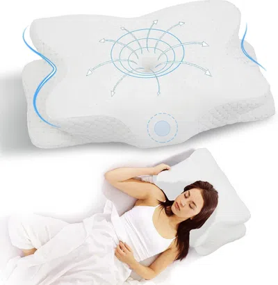 Tyno Cervical Neck Pillow For Pain Relief, Ergonomic Memory Foam Pillows For Sleeping, Neck Support Pillo In White
