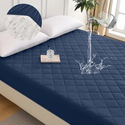 Tyno Diamond Grid Ultrasonic Waterproof Mattress Protector, King In Blue