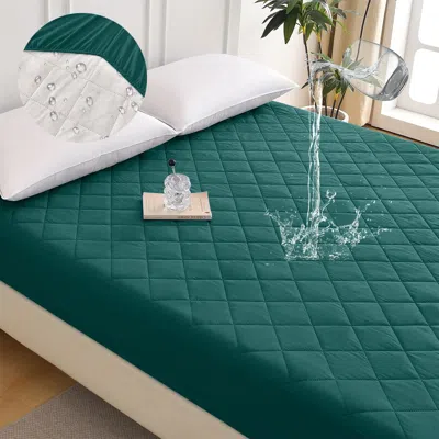 Tyno Diamond Grid Ultrasonic Waterproof Mattress Protector, King In Green