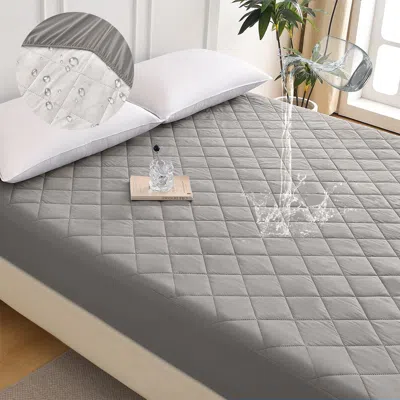 Tyno Diamond Grid Ultrasonic Waterproof Mattress Protector, King In Gray