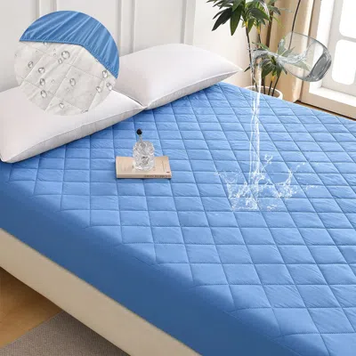 Tyno Diamond Grid Ultrasonic Waterproof Mattress Protector, King In Blue