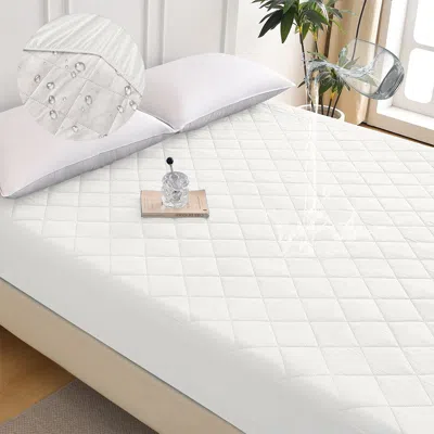 Tyno Diamond Grid Ultrasonic Waterproof Mattress Protector, King In White