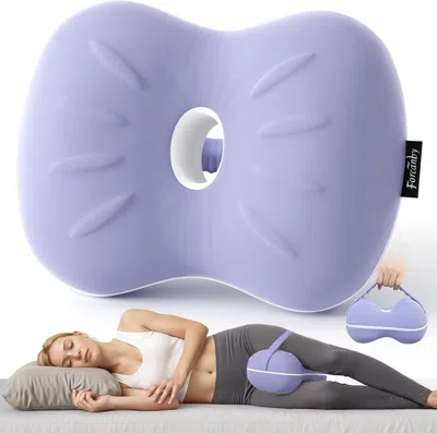 Tyno Knee Pillow For Side Sleepers - Smooth Spine Alignment Pillow, Memory Foam Knee Pillows For Back Hip In Purple
