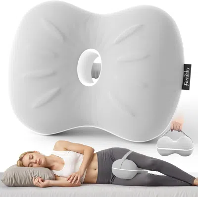 Tyno Knee Pillow For Side Sleepers - Smooth Spine Alignment Pillow, Memory Foam Knee Pillows, Light Grey- In White