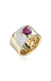 Type Jewelry 14k Yellow Gold Lava Pink Sapphire Cocktail Ring