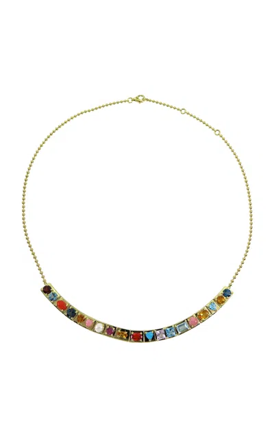 Type Jewelry 14k Yellow Gold Leggo Multi Stones Beaded Necklace