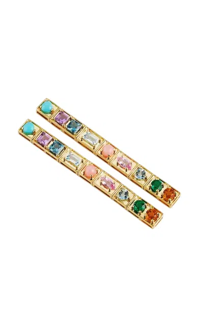 Type Jewelry 14k Yellow Gold Leggo Multi Stones Earrings