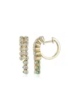 Type Jewelry 14k Yellow Gold Tubbo Sideway Emerald And Diamond Tennis Earrings