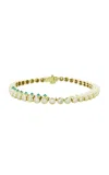 Type Jewelry 14k Yellow Gold Tubbo Sideway Emerald Diamond Tennis Bracelet