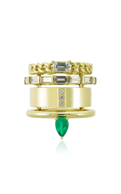 Type Jewelry 14k Yellow Gold Type Stack Emerald Ring